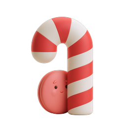 Cute Candy Cane Character - Kawaii Christmas Icon