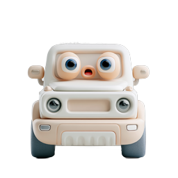Cute 3D Car Character Icon - Kawaii Vehicle