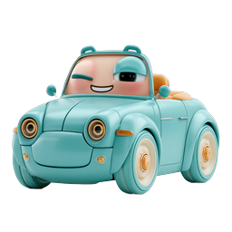 Cute 3D Clay Car Character Icon | Kawaii Vehicle Mascot