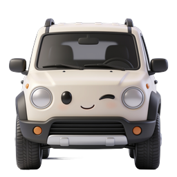 Cute Cartoon Car Character with Winking Face - 3D Icon