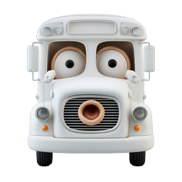 Cute Cartoon Bus Character - 3D Rendered Icon