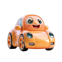 Cute Cartoon Car Character - 3D Rendered Icon