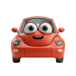 Cute Cartoon Red Car Icon - Animated Vehicle Character