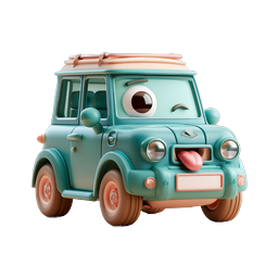 Cute Cartoon Car Character | 3D Clay Style Vehicle Icon