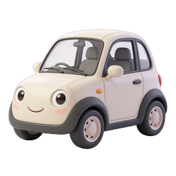 Cute Cartoon Car Icon - Smiling Animated Vehicle