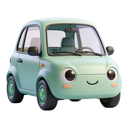 Cute Cartoon Car Icon - Friendly 3D Vehicle Illustration