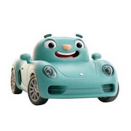 Cute Cartoon Car Character Icon - Friendly Animated Vehicle