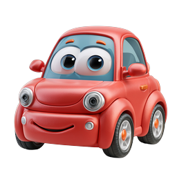 Cute Cartoon Car Character - Friendly 3D Vehicle Icon