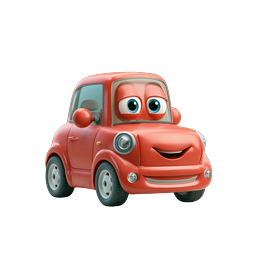 Cute Cartoon Red Car Character - 3D Animated Icon