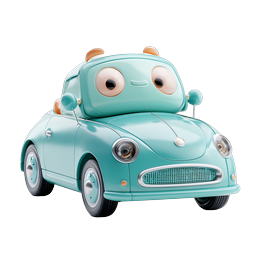 Cute Cartoon Car Character 3D Icon