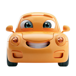 Voiture orange cartoon mignonne - Icône de véhicule 3D animée