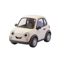 Cute Cartoon Car Icon - Friendly 3D Vehicle