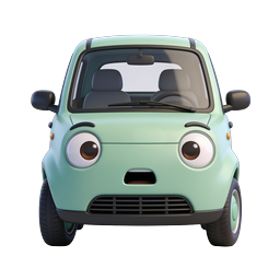 Cute Cartoon Car Icon - Mint Green 3D Vehicle