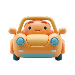 Cute Cartoon Car 3D Clay Icon - Kawaii Vehicle Design