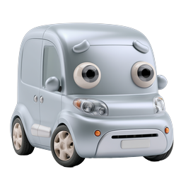 Icône de voiture de dessin animé mignonne - Véhicule convivial rendu en 3D