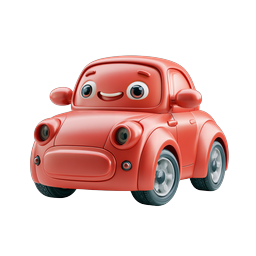 Cute Cartoon Car Icon - Friendly 3D Vehicle Character