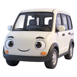 Cute Cartoon Car Icon - 3D Animated Vehicle Character