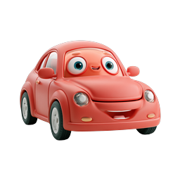 Cute Cartoon Car Icon - Friendly 3D Clay Style Vehicle