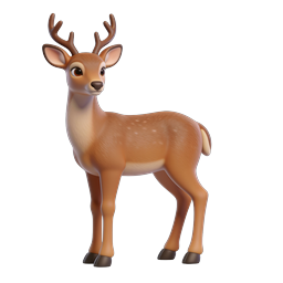 Icono de personaje de ciervo de dibujos animados 3D adorable