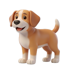 Cute Cartoon Dog 3D Icon | Adorable Pet Character