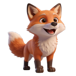 Cute Cartoon Fox 3D Character Icon | Adorable Animal