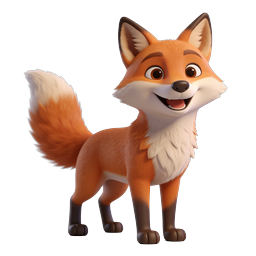 Cute Cartoon Fox Icon - 3D Rendered Wildlife Character