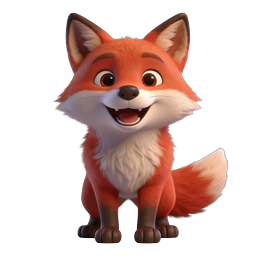 Süßes Cartoon-Fuchs 3D-Icon | Niedlicher Tiercharakter
