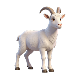 Cute Cartoon Goat Character - 3D Rendered Icon