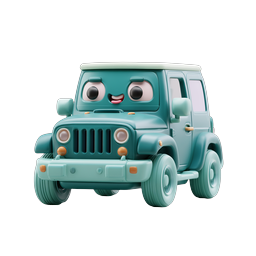 Cute Cartoon Jeep Character - 3D Clay Style Icon