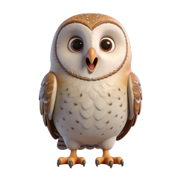 Icona personaggio gufo cartoon carino in 3D