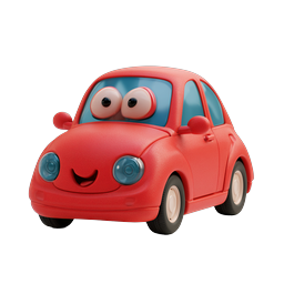 Cute Cartoon Red Car Character - 3D Clay Icon