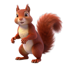 Niedliche 3D-Cartoon-Eichhörnchen-Charakter-Illustration
