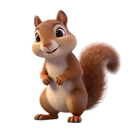 Cute Cartoon Squirrel 3D Character Illustration