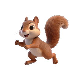 Cute 3D Cartoon Squirrel Character Icon
