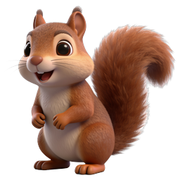 Cute 3D Cartoon Squirrel Character Icon