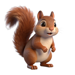 Cute Cartoon Squirrel 3D Icon - Adorable Wildlife Character