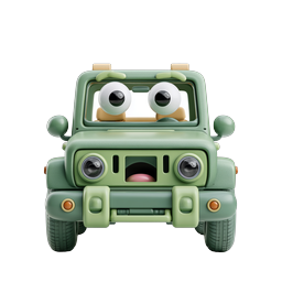 Cute Cartoon SUV Character Icon - Clay 3D Style