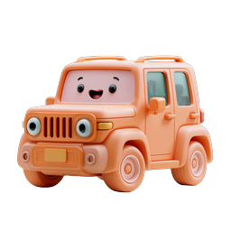 Cute Cartoon SUV Icon - 3D Clay Style Vehicle