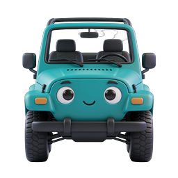 Cute Cartoon SUV Vehicle Icon - 3D Rendered Character