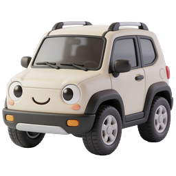 Cute Cartoon SUV Clay-Style 3D Vehicle Icon