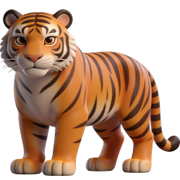 Cute Cartoon Tiger - 3D Rendered Animal Icon