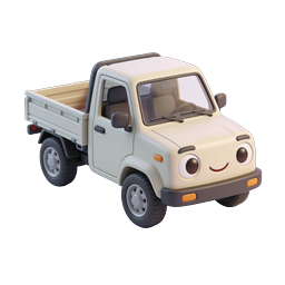 Cute Cartoon Pickup Truck Icon - 3D Clay Style