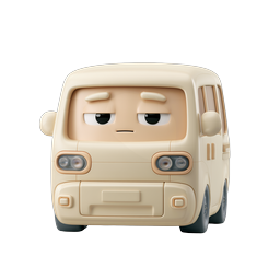 Cute Cartoon Van Character Icon - 3D Clay Style