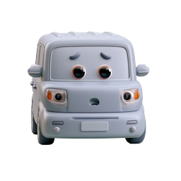 Cute Cartoon Van 3D Icon - Expressive Clay Style