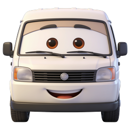 Cute Cartoon Van Character Icon - 3D Rendered