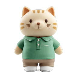 Cute 3D Cat Character Mascot Icon in Plush Style