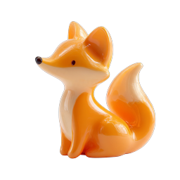 Cute Ceramic Fox Figurine Icon - 3D Clay Style