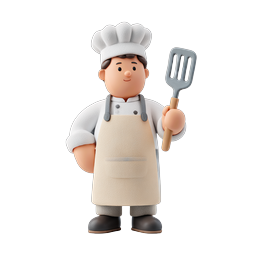 Cute 3D Chef Character Icon with Spatula