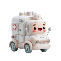 Cute Clay Ambulance Icon - Adorable 3D Medical Vehicle