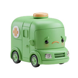 Cute Clay-Style Ambulance Icon | 3D Medical Vehicle